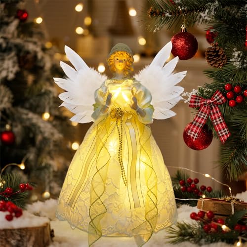 12 inch Lighted Angel Christmas Tree Topper