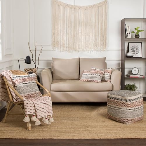 Pouf Ottoman with Filler Textured Storage Cube Bean Bag Pouffe Footrest for Living Room