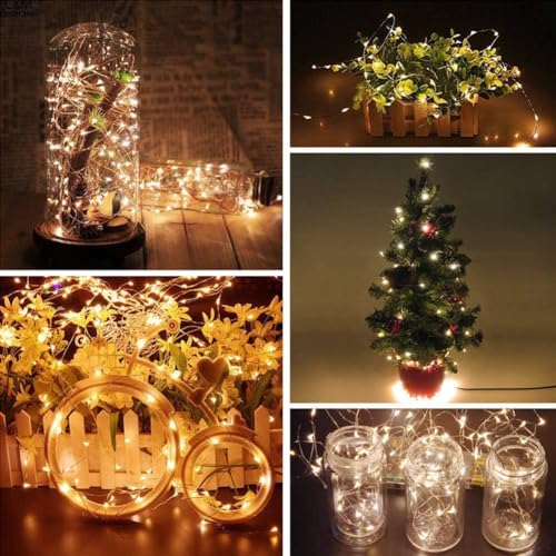 300LED 99FT Copper Wire String Lights Battery Operated 8 Modes Fairy Lights with Remote Waterproof Fairy String Lights for Outdoor Christmas Lights Wedding Party Decoration Warm White (99 Foot)