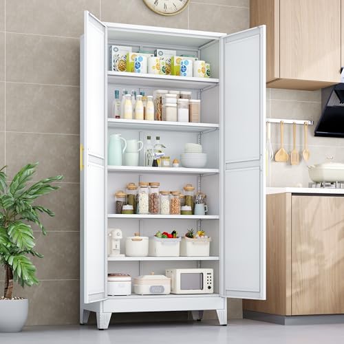 Kitchen Pantry Storage Cabinet with Doors and Adjustable Shelves