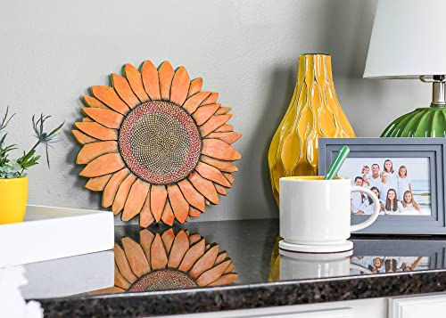 NAT & Jules Sunflower Shaped Dimensional Indoor Outdoor 12 inch Cast Resin Decorative Garden Stepping Stone