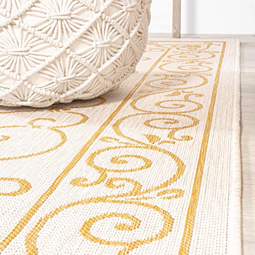 Vintage Filigree Indoor Outdoor Area Rug 8X10 Cream