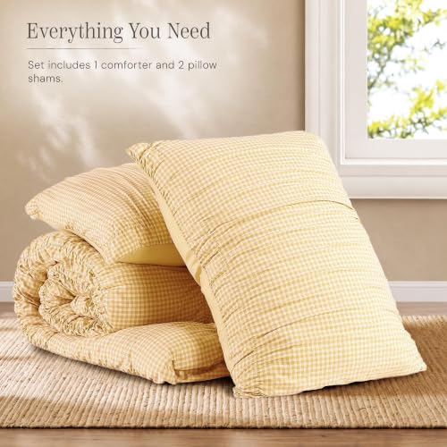 Yellow Gingham Queen Size Comforter Sets