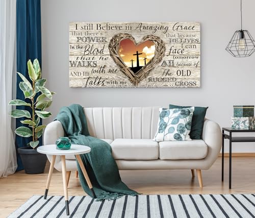 Amazing Grace Christian Wall Art Canvas Cross Decor