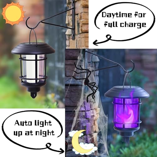 Solar Purple Flame Wall Lanterns (4 Count)