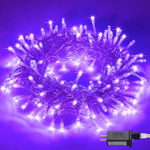 Connectable 8 Modes 100 LED Purple Halloween Lights Indoor Plug in (33 Foot)