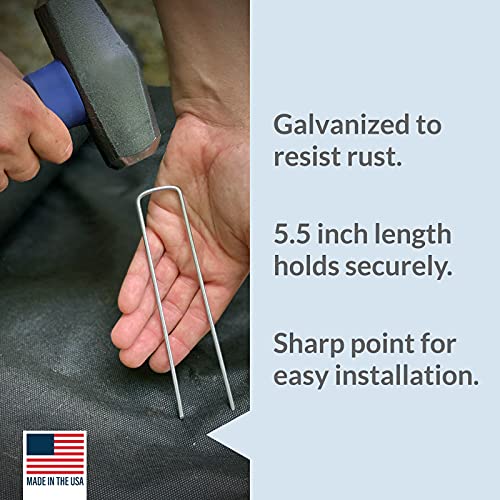 Garden Stakes 6 Inch 11 Gauge Galvanized Steel Landscape Staples (1000 Count)