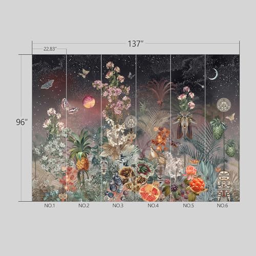 A Tropical Dream Under the Stars and Moon Jungle wall Mural Peel and Stick Wallpaper for Bedroom Living Room
