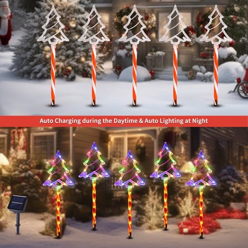 Solar Christmas Tree Pathway Lights Outdoor Decorations (10 Count)