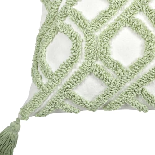 Boho Pillow Covers 18X18 Inch Boho Tufted Throw Pillow Covers Decorative Tassels Cushion Cover Farmhouse Pillow Case for Couch Sofa Bed Living Room Bedroom