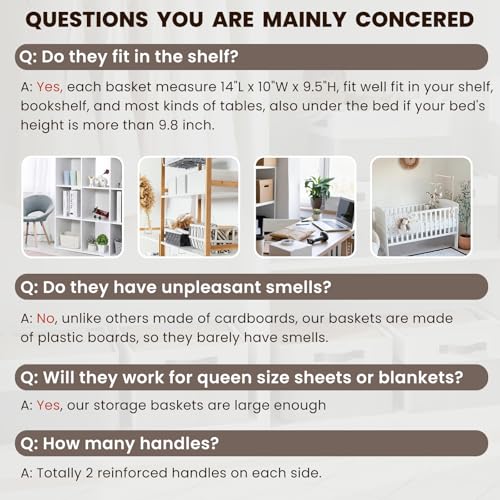 4 Pack Large Closet Storage Baskets Bins for Shelves (4 Count)