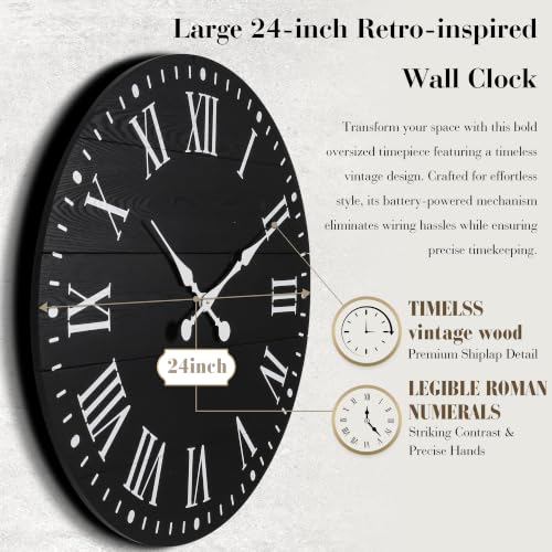 Large Wall Clock with Roman Numeral