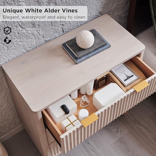 32" Large Fluted Nightstand with 3 Drawers