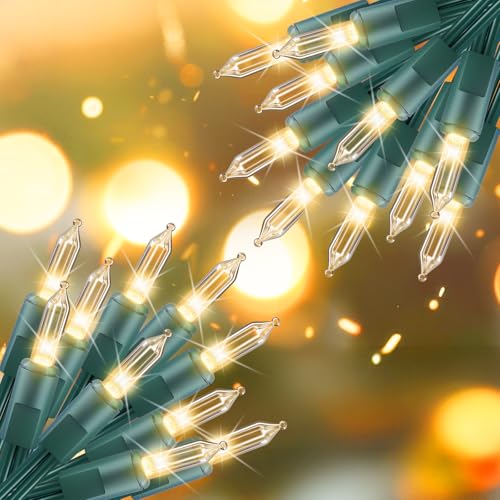 2 Pack Each 50 Count 10 FT Clear Christmas Mini Lights Green Wire (25 Sq Ft)