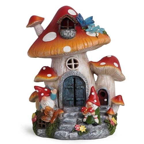 Spring Garden Mushroom Gnomes Decorations Mushroom House Ornaments Decor for Porch