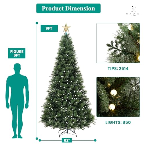 Evangeline 9ft Prelit Artificial Christmas Tree with 2514 Branch Tips
