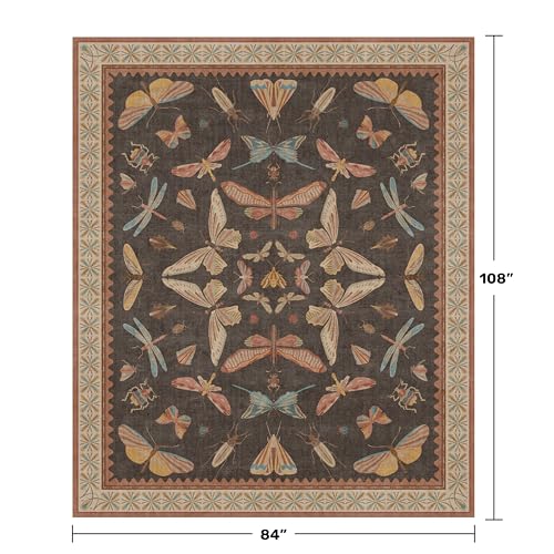 Washable Brown Farmhouse Rug 7x9 (63 Sq Ft)