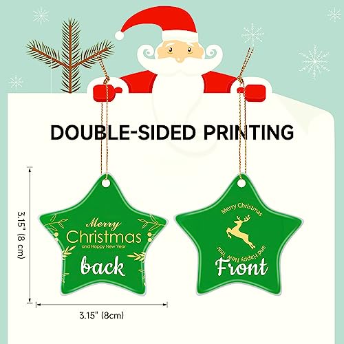 Personalized Christmas Ornaments 2025 Ceramic Custom Picture Text Hanging Ornament Customized Christmas Tree Decorations Keepsake Gift for Family Couples Xmas Tree Home Decor