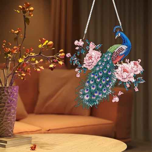 DIY Peacock On Branch Diamond Painting Hanging Ornament