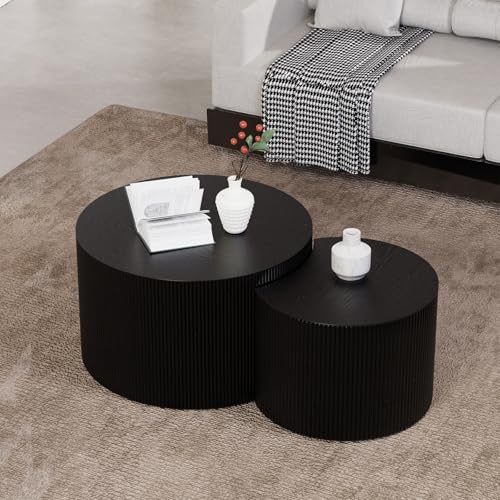 Round Nesting Coffee Table for Small Spaces