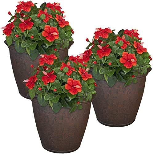 Sunnydaze Anjelica 24'' Large Plastic Planter Pot for Plants (3 Count)