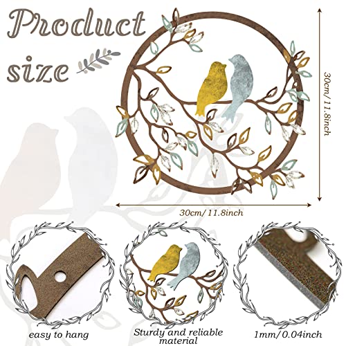 Metal Wall Art Bird on Tree Branch Silhouette Bird Hanging Ornament Porch Wall Decor for Living Room Outdoor Garden Bedroom Office Housewarming Party Decoration