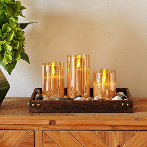 Amber Glass Flameless Candles