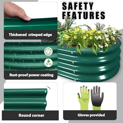 6 Pack 8x4x1FT Galvanized Raised Garden Bed Kit Oval Metal Ground Planter Box Outdoor Bottomless Planter Raised Beds for Vegetables Flowers Herbs Fruits