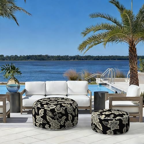 Indoor Outdoor Large Inflatable Ottoman Pouf D31 x H14 Inch