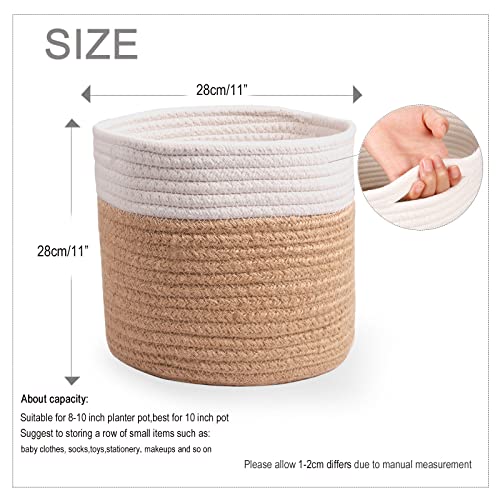 11" Cotton Rope Plant Basket Modern Woven Baskets 11"x 11"