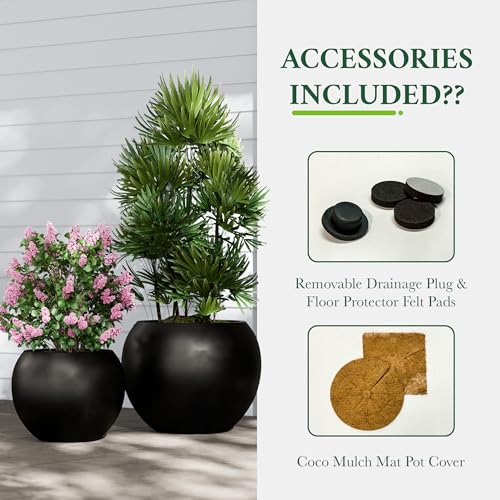 Fiberstone Large Round Planter for Indoor Outdoor Use