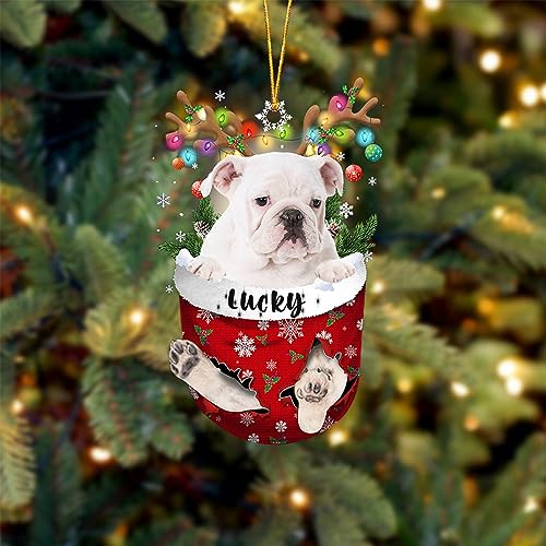White English Bulldog Dog Christmas Ornament