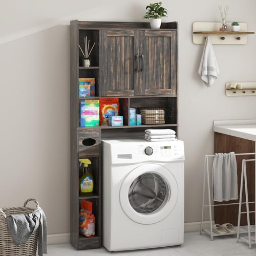 Farmhouse Over The Toilet Storage Cabinet with Barn Door