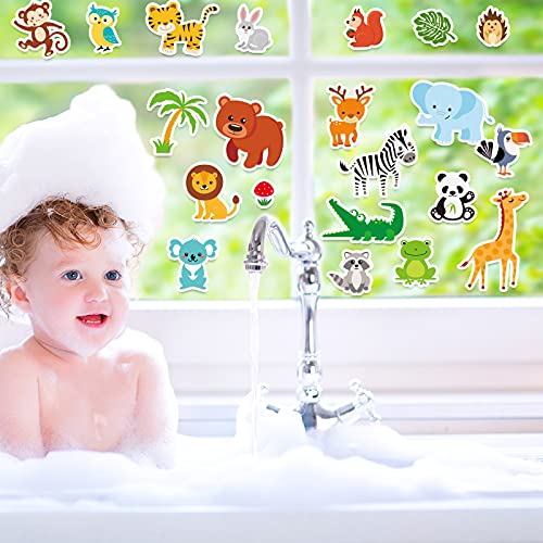 20 PCS Jungle Animals Thick Window Gel Clings for Kids Toddlers (140 Count)