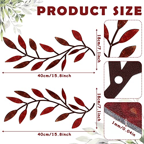 2 Pcs Metal Leaf Wall Art Vine Branch Decor (2 Count)