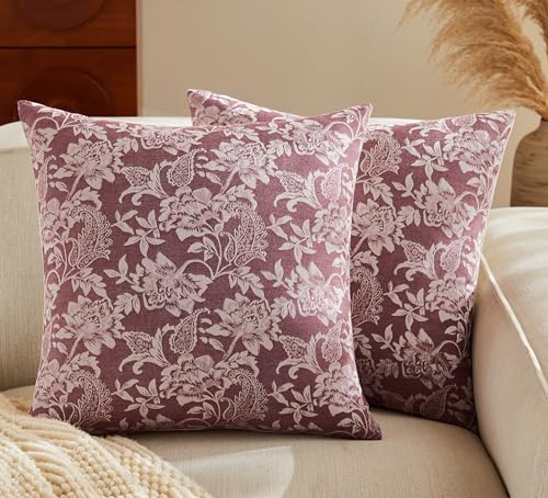 Floral Jacquard Throw Pillow Covers Set of 2 (2 Count)