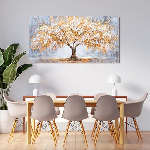Canvas Wall Art Decor For Living Room 20"X 40" Golden Tree of Life Wall Art