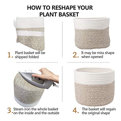 Woven Cotton Rope Plant Basket for 8" Flower Pot H7.5 x W8.5