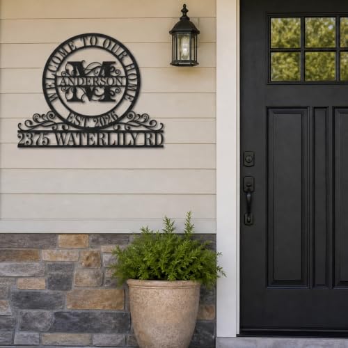 Custom Initial Split Metal Address Sign