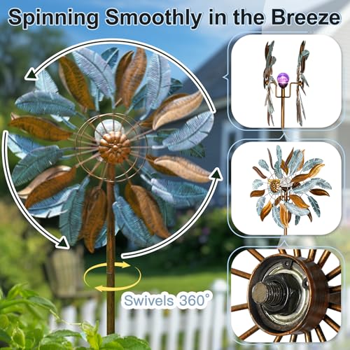 Solar Wind Spinners 87 Inch Extra Large Metal for Yard