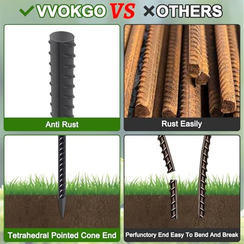 Straight Rebar Stakes 24 Inch Ground Concrete Form Stakes Heavy Duty (8 Count)