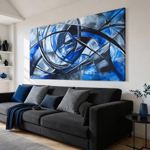 Abstract Wall Art Decor Wall Art Pictures for Living Room Abstract Canvas Art Wall Decor Modern Blue Wall Art Prints Artwork for Walls Black and White Wall Art Decorations Home Office Decor 20" X 40"