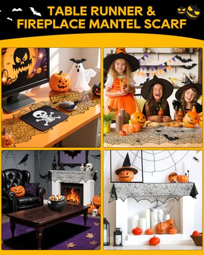 5 Pack Halloween Decorations Indoor Halloween Spider Web Tablecloth