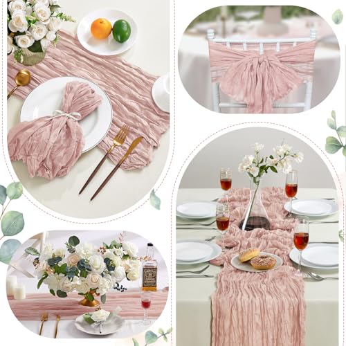 6 Pack Dusty Pink Cheesecloth Table Runner 35×120 Inch Fall Boho Home Decor (5.28 Ounce)