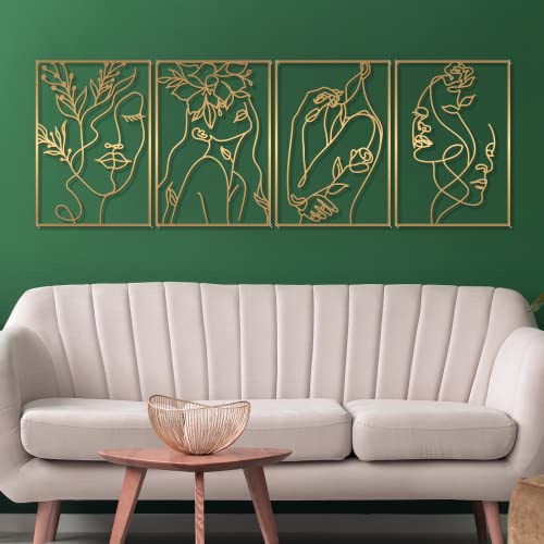 4 Pack Gold Wall Art Decor (4 Count)