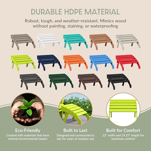 Dylan Outdoor Patio HDPE Adirondack Ottoman Footrest