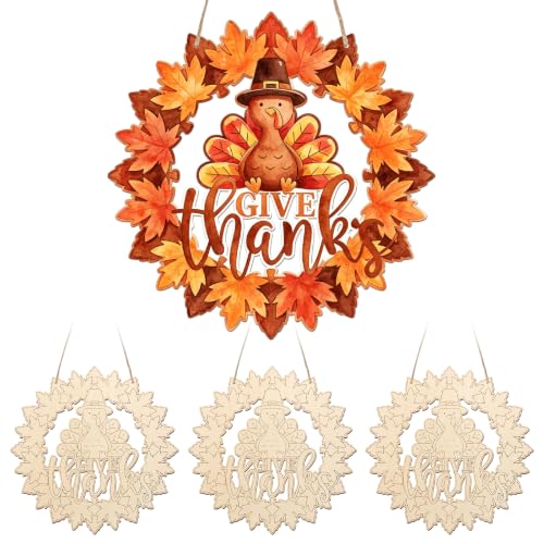 Unfinished Fall Wreaths Wood Crafts to Paint Set of 3 (3 Count)