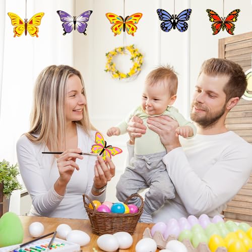 80PCS Wooden Spring Ornaments to Paint Butterfly Cutouts (80 Count)