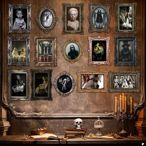 15 Halloween Gothic Mansion Haunted Horror Picture Frames (15 Count)