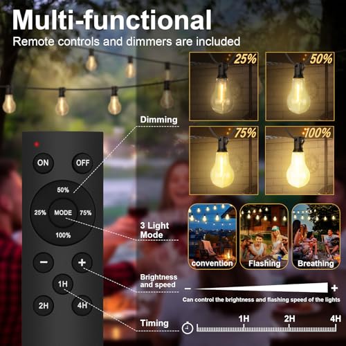 100FT Outdoor String Lights64+4 Bulbs (100 Foot)